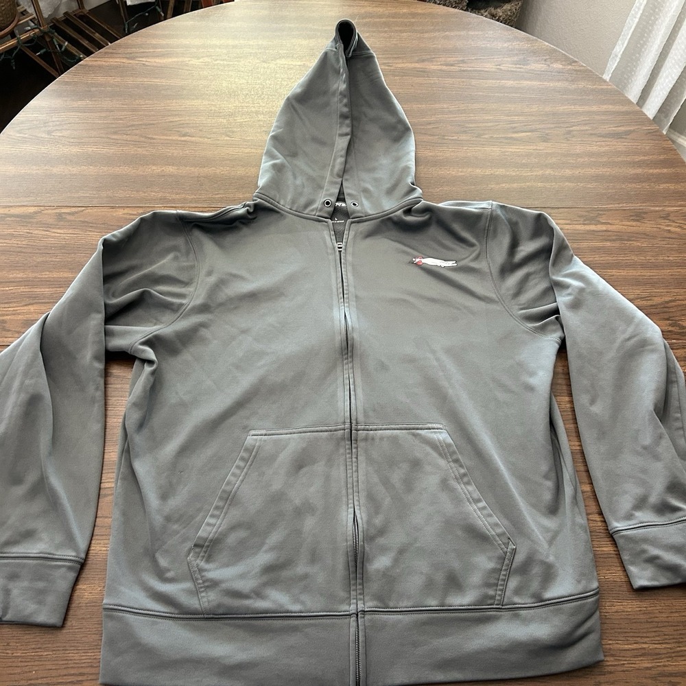 Sport-Tek Charcoal Gray Full Zip Fleece Hoodie Chicken Express Logo Uniform Sz L